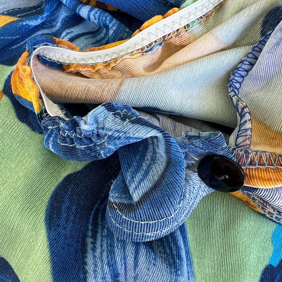 Blue Mint and Golden Orange Floral Skirt Set - Picture 5 of 14